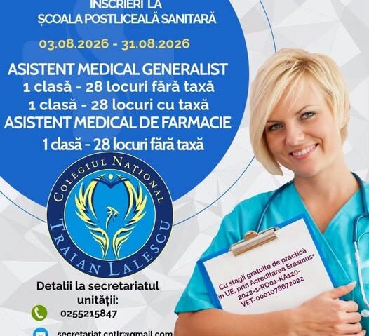 Înscrieri la Școala Postliceală Sanitară din Reșița. Sunt disponibile 84 de locuri