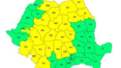 Cod galben de instabilitate atmosferică în mai multe regiuni. Averse torențiale, vijelii și grindină