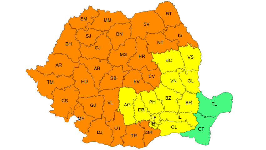 Caniculă și temperaturi de până la 40 de grade. Cod portocaliu în vestul și sud-vestul țării, cod galben în Moldova și Muntenia
