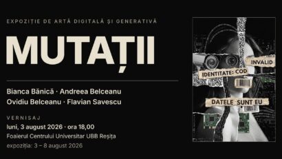 Expoziția „MUTAȚII” ajunge la Reșița. Patru artiști explorează identitatea și transformarea prin artă digitală