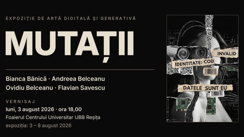 Expoziția „MUTAȚII” ajunge la Reșița. Patru artiști explorează identitatea și transformarea prin artă digitală
