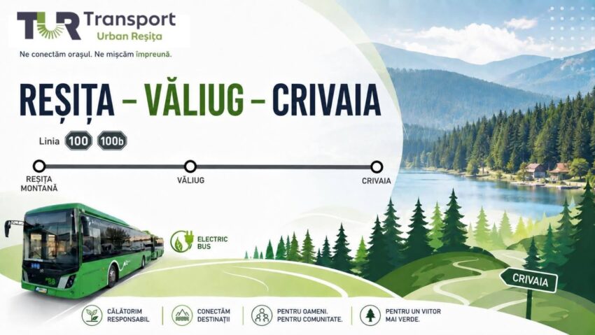 Transport Urban Reșița introduce primul traseu metropolitan: Reșița – Văliug – Crivaia