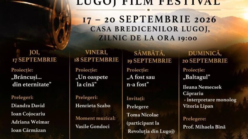 Banatul Montan Film Festival ajunge la Lugoj. Patru seri de film românesc, muzică și prelegeri la Casa Bredicenilor