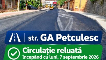 Circulația se redeschide pe strada G.A. Petculescu din Reșița, de luni, 7 septembrie
