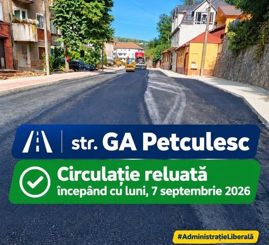 Circulația se redeschide pe strada G.A. Petculescu din Reșița, de luni, 7 septembrie