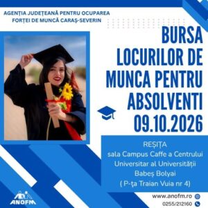 Peste 150 de locuri de muncă, disponibile la Bursa locurilor de muncă pentru absolvenți din Caraș-Severin