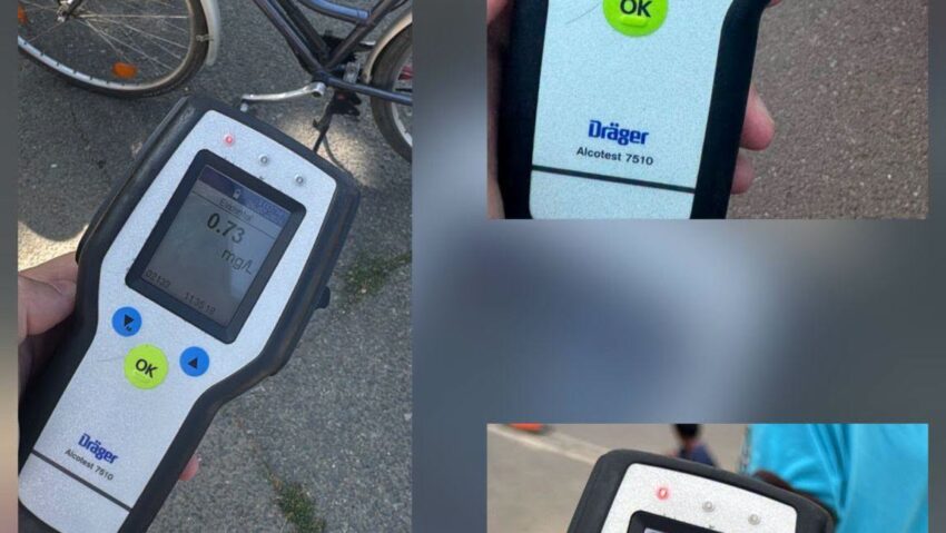 Biciclist din Reșița, depistat cu o alcoolemie de 1,11 mg/l. Cu o zi înainte avea 1,32 mg/l