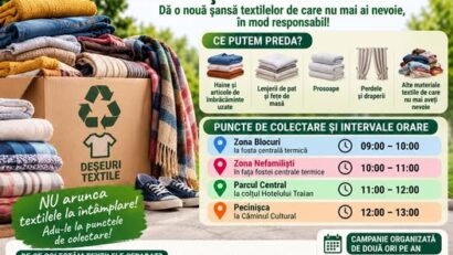 Băile Herculane organizează o nouă campanie de colectare a deșeurilor textile. Unde pot fi aduse hainele și materialele uzate