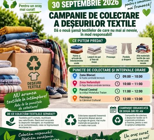 Băile Herculane organizează o nouă campanie de colectare a deșeurilor textile. Unde pot fi aduse hainele și materialele uzate