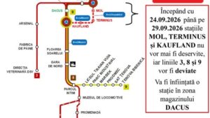Circulație închisă pe Platforma Câlnicel. Liniile 3, 8 și 9 circulă deviat până pe 29 septembrie