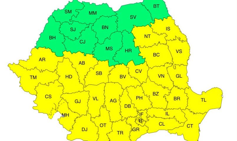 Cod galben de caniculă în mai multe regiuni ale țării. Temperaturile ajung la 36 de grade
