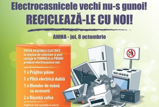 Campanie de colectare a deșeurilor electrice la Anina. Locuitorii pot câștiga aparate electrocasnice