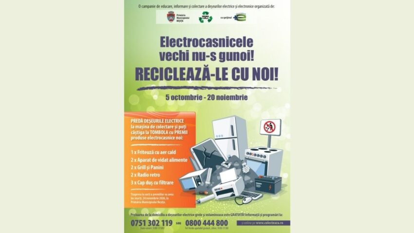 Campanie de colectare gratuită a electrocasnicelor vechi la Reșița. Preluare de la domiciliu și tombolă cu premii