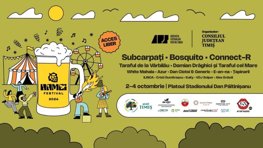 Hamei Festival 2026 începe vineri la Timișoara. Trei zile de concerte, distracție și acces gratuit