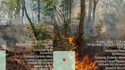 Incendii de vegetație în Caraș-Severin: peste 400 de hectare afectate, mai multe focare sunt încă active