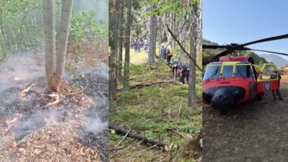 Incendiu în Parcul Național Domogled-Valea Cernei. Peste 120 de persoane intervin, sprijinite de două elicoptere Black Hawk