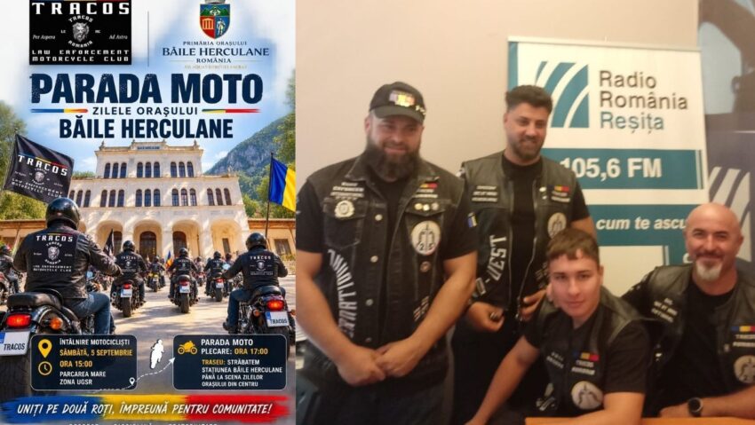 Paradă moto la Zilele Orașului Băile Herculane 2026. Motocicliștii TRACOS străbat stațiunea sâmbătă, 5 septembrie