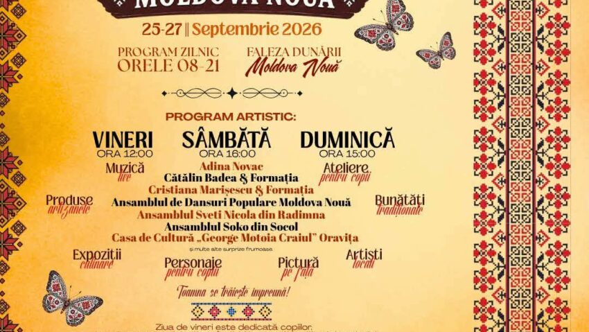 Târgul de Toamnă 2026 la Moldova Nouă: program, artiști și activități pentru întreaga familie