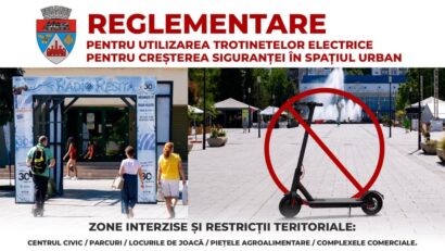 Reguli noi pentru trotinetele electrice în Reșița. Ce obligații au utilizatorii de la 2 septembrie