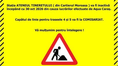 Reșița: stația „Ateneul Tineretului” nu va mai fi deservită temporar