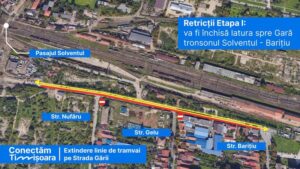 Încep lucrările la noua linie de tramvai dintre Gara de Nord și Solventul. Șantierul se deschide pe 12 octombrie