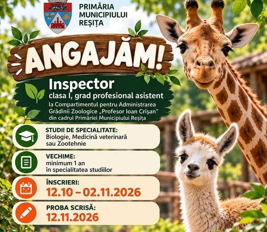 Grădina Zoologică din Reșița angajează inspector. Care sunt condițiile de participare la concurs