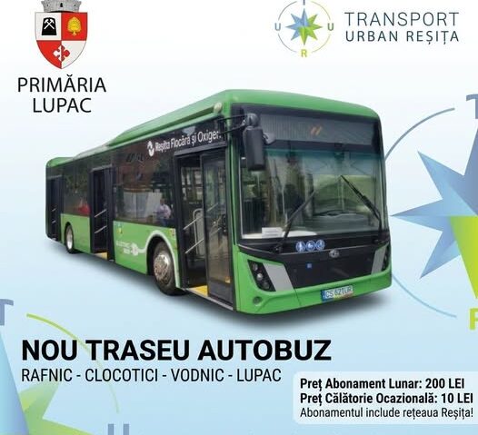 Autobuz pe ruta Rafnic – Clocotici – Vodnic – Lupac – Reșița. Ce tarife sunt propuse și când se încheie consultarea publică