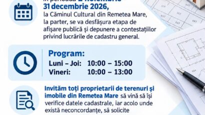 Cadastrul general din Remetea Mare, în etapa de afișare publică. Proprietarii pot verifica datele imobilelor