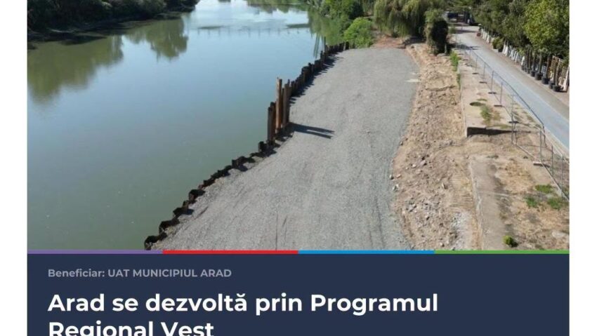 Faleza Mureșului din Arad, în plin proces de modernizare. Investiția depășește 75 de milioane de lei