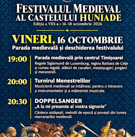 Festivalul Medieval al Castelului Huniade revine la Timișoara. Trei zile de turniruri, muzică veche și spectacole spectaculoase