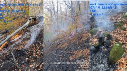 Incendiul din Domogled continuă să ardă mocnit. 15 focare identificate cu ajutorul dronelor