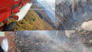 Incendiul din zona Domogled–Topleț este în mare parte stins la suprafață, dar intervențiile continuă în zonele greu accesibile
