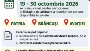 Licitații pentru parcările de reședință din Arad. Cererile se depun până la 30 octombrie