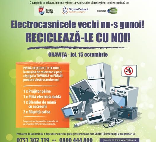 Electrocasnicele vechi nu-s gunoi! Orăvițenii pot preda deșeurile electrice și pot câștiga produse noi