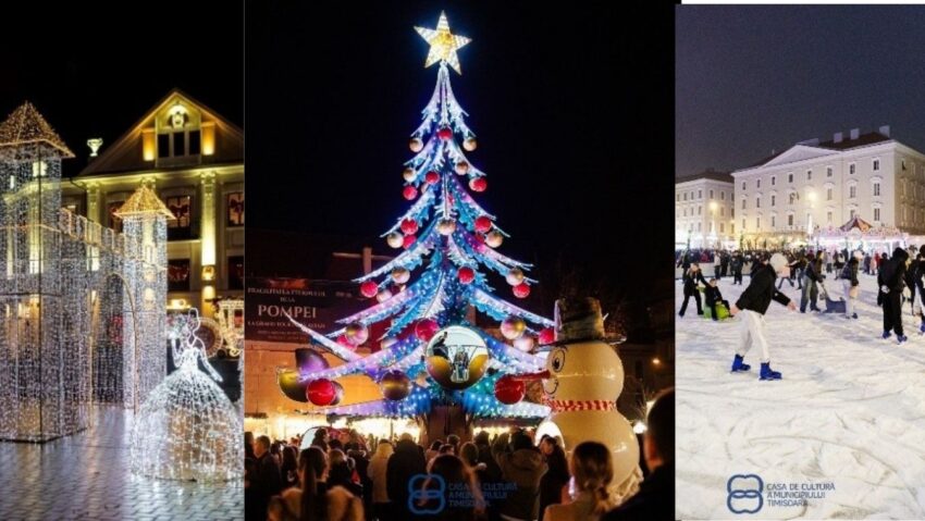 Târgul de Crăciun Timișoara 2026 se deschide pe 28 noiembrie. Brad de 20 de metri, patinoar în Parcul Central, concerte și un pian suspendat
