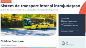 Transport public integrat în Regiunea Vest: finanțare de peste 7 milioane de euro pentru autobuze nepoluante și sisteme moderne