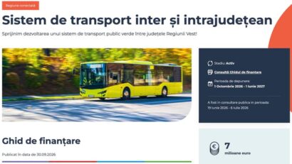 Transport public integrat în Regiunea Vest: finanțare de peste 7 milioane de euro pentru autobuze nepoluante și sisteme moderne