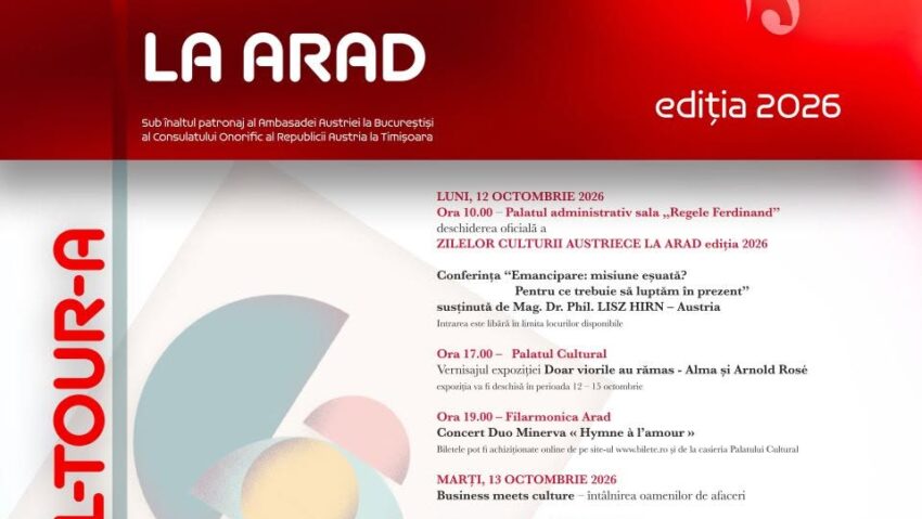 Zilele Culturii Austriece la Arad 2026. Patru zile de conferințe, expoziții, concerte și artă digitală